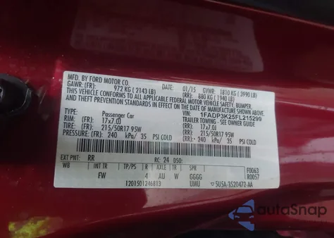 2015 Ford Focus Se from USA, damaged, VIN 1FADP3K25FL215299